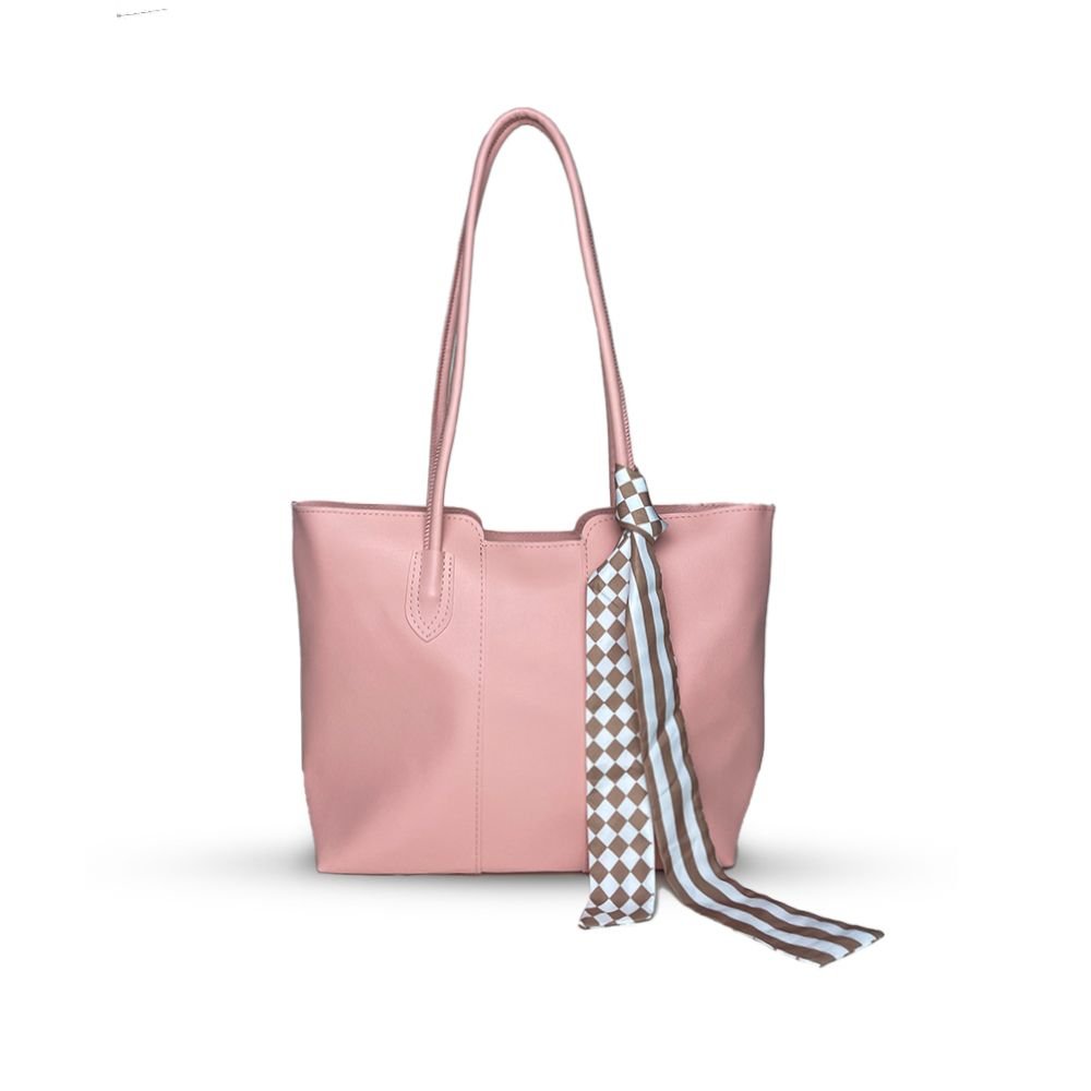 Pink korean style fashionable Tote Bag with Printed Scarf